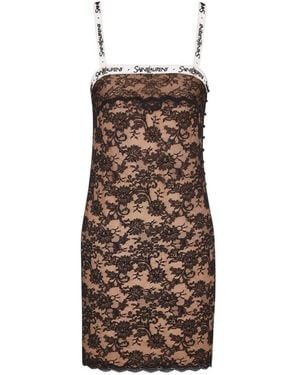 Saint Laurent Kleedjes ,Veelkleurig ,Lace Slip Dress - Bruin
