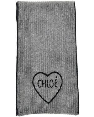 Chloé Accessoires ,Grijs ,Wol Encoeur Sjaal