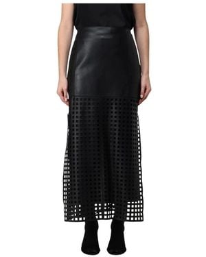 Emporio Armani Langer, Perforierter Rock - Schwarz