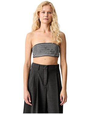 Patrizia Pepe Tops ,Zwart ,Nylon Jeweled Top
