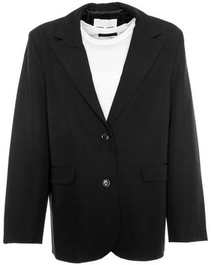 Samsøe & Samsøe Blazer mit offenem kragen und taschen - Schwarz