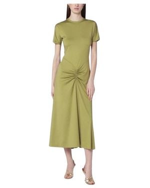 Victoria Beckham Kleedjes ,Groen ,Polyester Ruched Midi Jurk