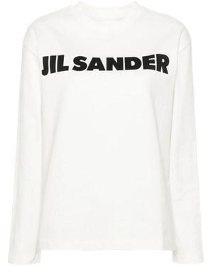 Jil Sander Logo Long Sleeve T-Shirt - Wit