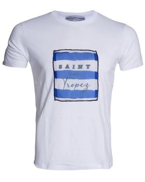 Bastille Tops ,Wit ,Katoen Rive Droite T-Shirt - Blauw