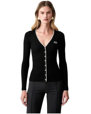 Elisabetta Franchi V-Ausschnitt Strickjacke - Schwarz