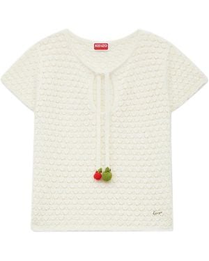 KENZO Tops ,Wit ,Katoen Appel Pop Crochet Top