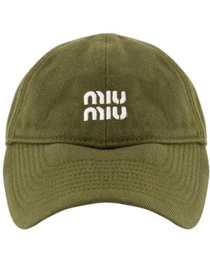 Miu Miu Accessoires ,Groen ,Denim Denim Baseball Cap