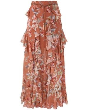 Zimmermann Rokken ,Veelkleurig ,Katoen Awaken Ruffle Skirt - Rood