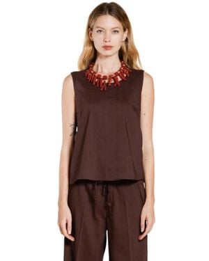 Mason's Tops ,Bruin ,Linnen Nhabi Shirt - Rood