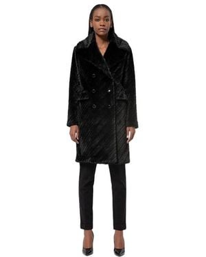 Fracomina Double-Breasted Coats - Nero