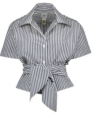 Patou Overhemden ,Blauw ,Polyester Gestreepte Blouse Met Knoop
