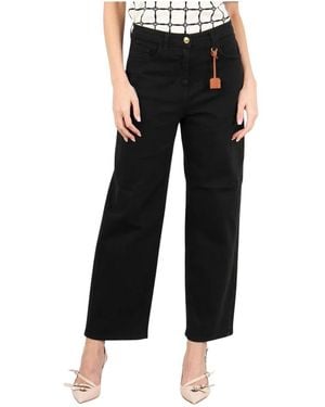 Elisabetta Franchi High-Waist Wide-Leg Baumwolljeans - Schwarz