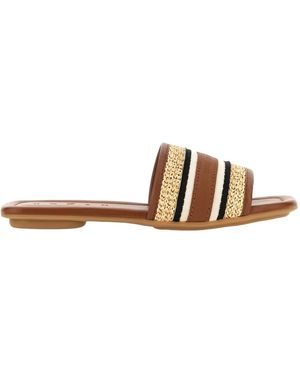 Hogan Woven Flat Slide Sandals - Brown