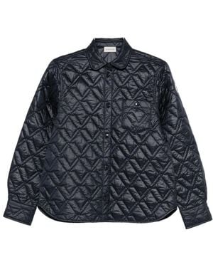 Moncler Gesteppte Hemdjacke Mit Diamantmuster - Blau