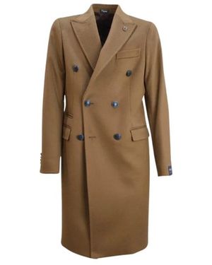 BRERAS Milano Lange Double-Breasted Jas Cannesc100 - Naturel