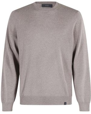Fay Round-Neck Knitwear - Grey