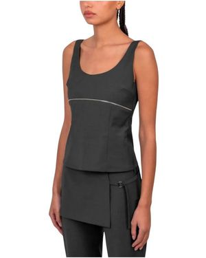 Paloma Wool Tops ,Grijs ,Wol Isee Top Met Ritsdetail - Zwart