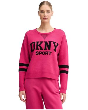 DKNY Stripes Logo Knitted Top - Roze