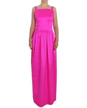 Dolce & Gabbana Silk Long Sheath Ball Gown Dress - Pink