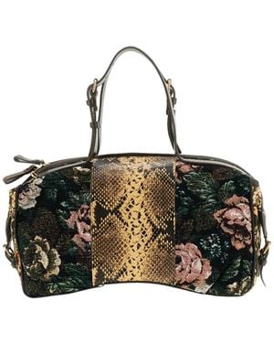 Dries Van Noten Tassen ,Veelkleurig ,Katoen Jacquard East-West Tas - Zwart