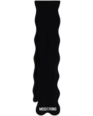 Moschino Logo Ribbed Scarf - Zwart