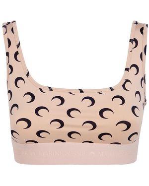 Marine Serre Ondergoed ,Tweed Moon Printed Jersey Sportbeha - Roze