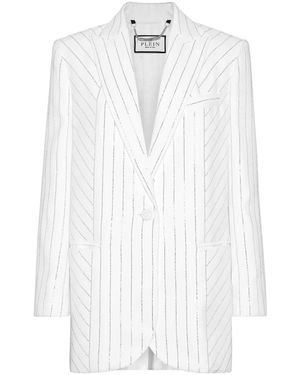 Philipp Plein Cady Blazer Crystal Pinstripe - Wit