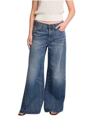 Kocca Jeans ,Blauw ,Modieuze Wijde Pijpen Jeans