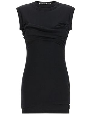 Alexander Wang Mouwloze Gelaagde Gedraaide Bust Mini Jurk - Zwart