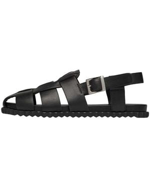 Voile Blanche Flat Sandals - Noir