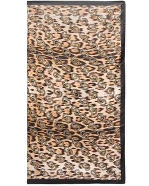 Roberto Cavalli Accessoires ,Veelkleurig ,Zijden Sjaal Met Jaguarprint - Naturel