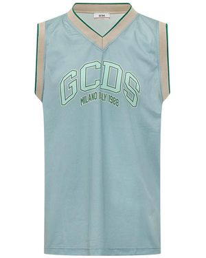 Gcds Fitness ,Veelkleurig ,Katoen Logo Lounge Tank - Blauw