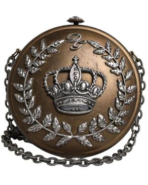 Dolce & Gabbana Crown Clutch Crossbody Bag Mit Kette - Mettallic