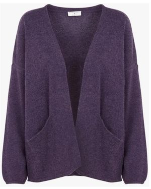 Des Petits Hauts Truien & Vesten ,Paars ,Wol Losse Paarse Wollen Cardigan Voor Vrouwen