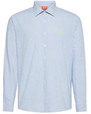 Sun 68 Fancy Stripe Beach Shirt - Blau
