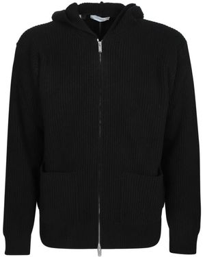 Lardini Hoodies & Sweatvesten ,Zwart ,Wol Zip-Up Vest