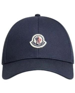 Moncler Cotton Gabardine Baseball Cap - Blau