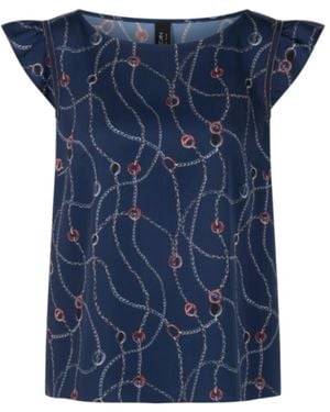 Marc Cain Legeres Oberteil Mit Femininen Details - Blau