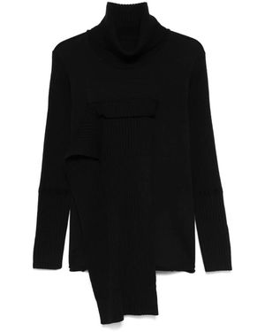 Yohji Yamamoto Schwarzer Wollpullover Mit Paneelen