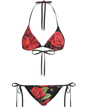 Dolce & Gabbana Badmode ,Veelkleurig ,Glijdende Driehoek Bikini Top - Rood