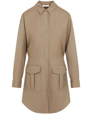 Celine Kleedjes ,Bruin ,Wol Wollen Mini Jurk - Naturel