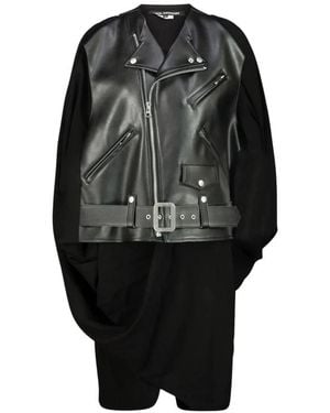Junya Watanabe Tops ,Zwart ,Leer Bi-Materiaal Jas