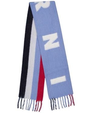Marni Blau Lila Logo Wollschal