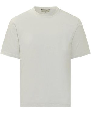 Studio Nicholson Tops ,Wit ,Katoen Bric T-Shirt Met Korte Mouwen - Grijs