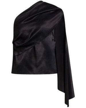 Alberta Ferretti Tops ,Zwart ,Satijn Satijnen Top Met Één Schouder En Draperie