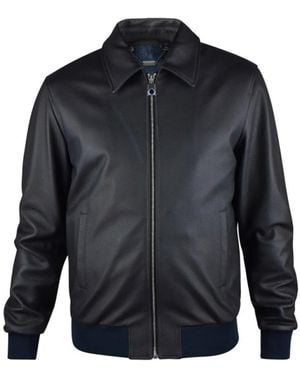 Billionaire Jassen ,Zwart ,Leer Leren Jas - Blauw