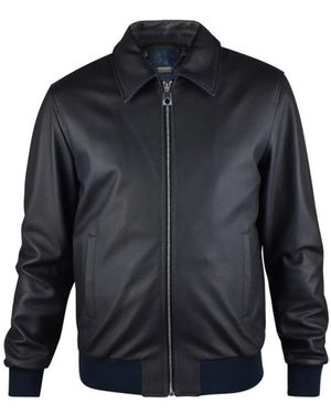 Billionaire Jassen ,Zwart ,Leer Leren Jas - Blauw