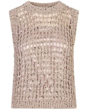 Peserico Round-Neck Knitwear - Brown