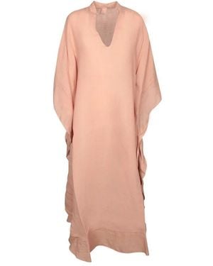 120% Lino Fließendes Leinen Kaftan Kleid Kimono Stil - Pink