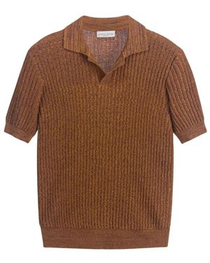 Roberto Collina Ribbed Mouliné Polo - Bruin